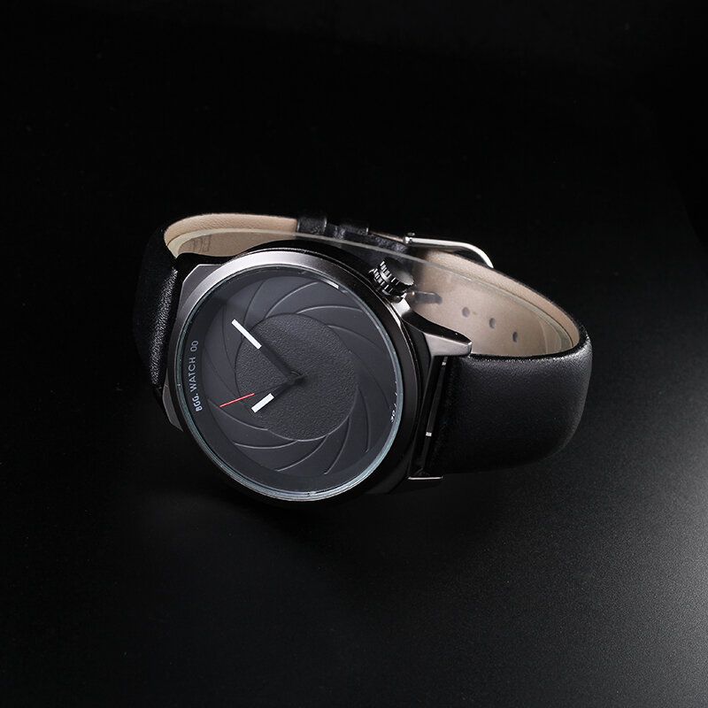 Mode Läder Mesh Armband Creative Dial Herrklocka Quartz Watch