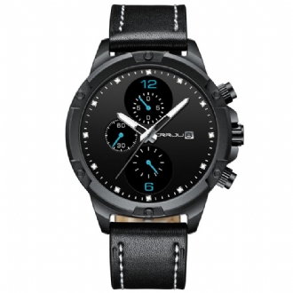 Mode Läderrem Lysande Display Herr Business Style Kalender Quartz Watch