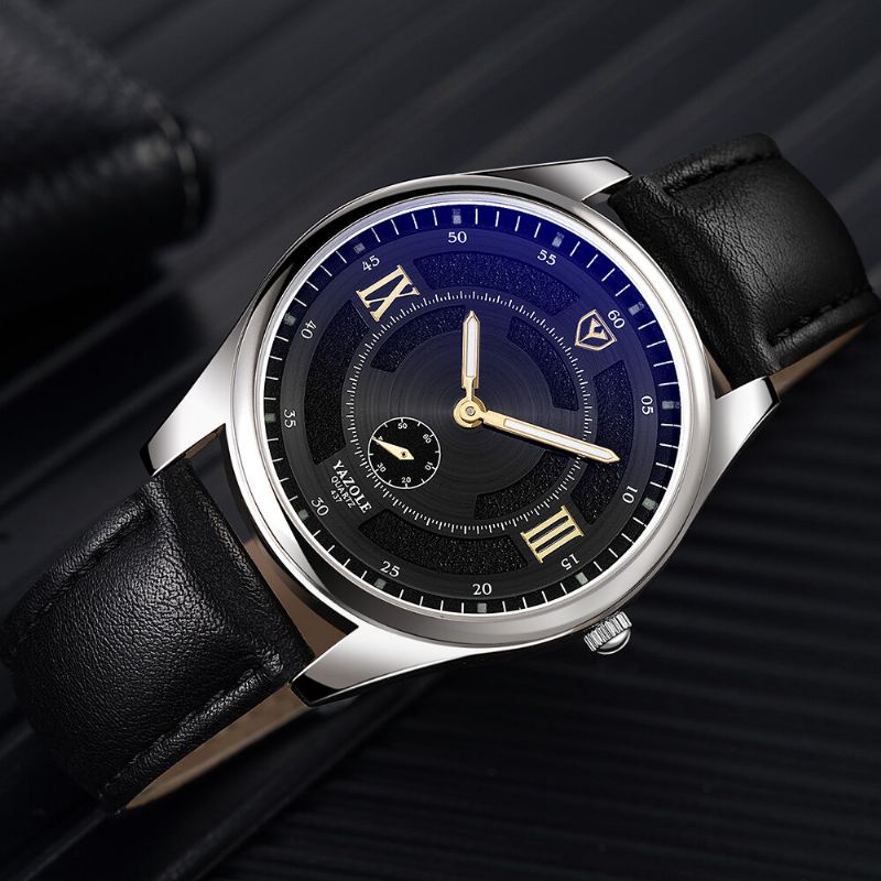 Mode Läderrem Lysande Display Herrklocka Quartz Watch