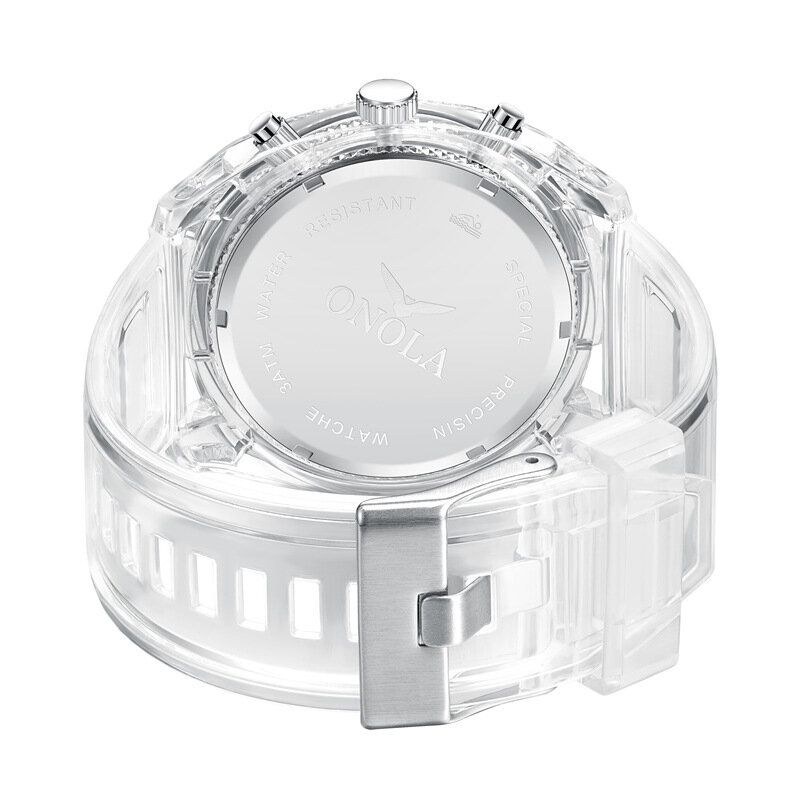 Mode Män Klocka Transparent Fodral Datum Display Chronograph Creative Trend Quartz Watch