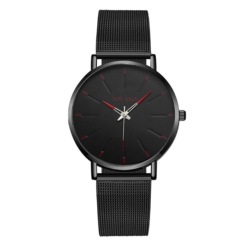 Mode Mesh Stålrem Causal Style Enkel Urtavla Herrklocka Quartz Watch