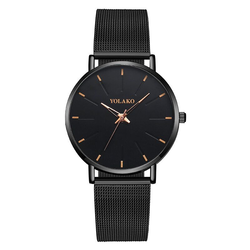 Mode Mesh Stålrem Causal Style Enkel Urtavla Herrklocka Quartz Watch