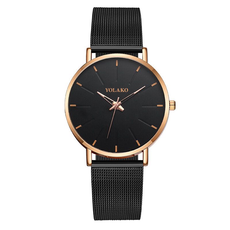 Mode Mesh Stålrem Causal Style Enkel Urtavla Herrklocka Quartz Watch