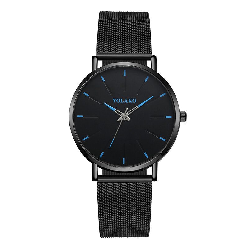 Mode Mesh Stålrem Causal Style Enkel Urtavla Herrklocka Quartz Watch