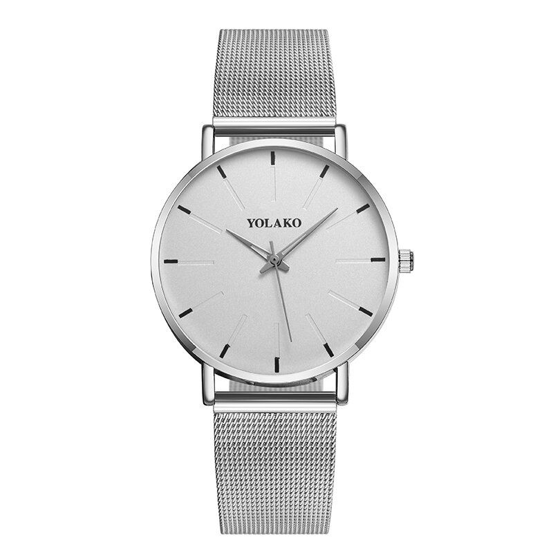 Mode Mesh Stålrem Causal Style Enkel Urtavla Herrklocka Quartz Watch