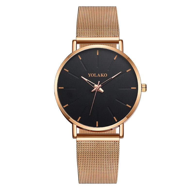 Mode Mesh Stålrem Causal Style Enkel Urtavla Herrklocka Quartz Watch