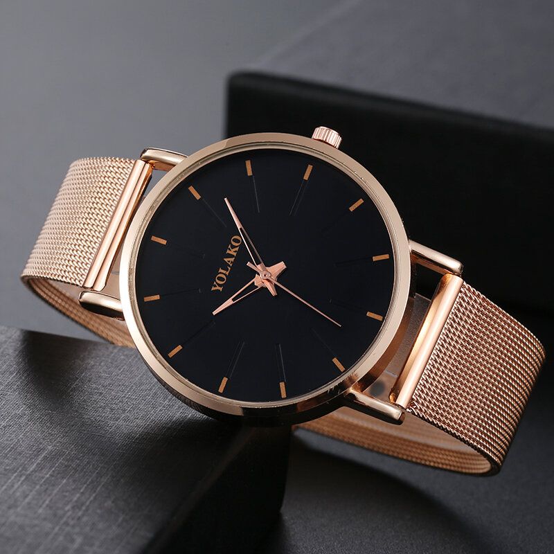 Mode Mesh Stålrem Causal Style Enkel Urtavla Herrklocka Quartz Watch