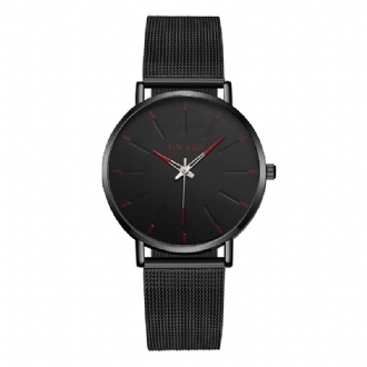 Mode Mesh Stålrem Causal Style Enkel Urtavla Herrklocka Quartz Watch