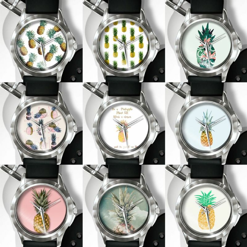 Mode Pineapple Print Watch Summer Fruit Alloy Pvc Casual Lady Quartz Watch