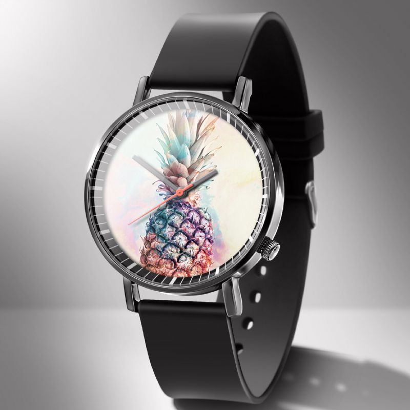 Mode Pineapple Print Watch Summer Fruit Alloy Pvc Casual Lady Quartz Watch