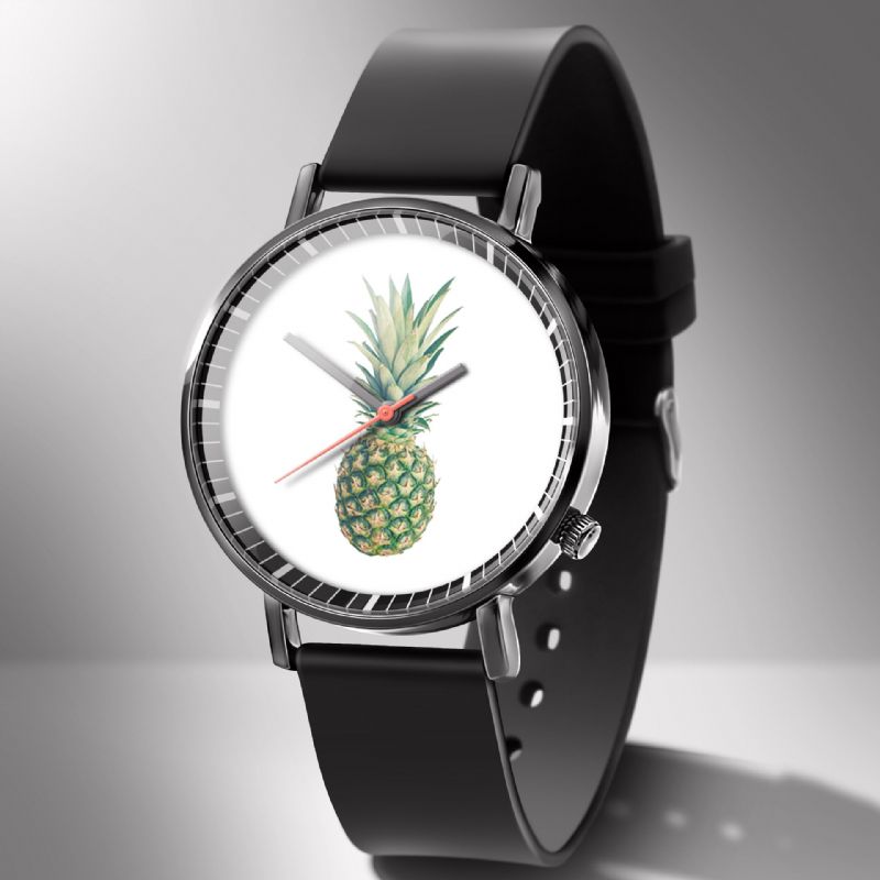 Mode Pineapple Print Watch Summer Fruit Alloy Pvc Casual Lady Quartz Watch