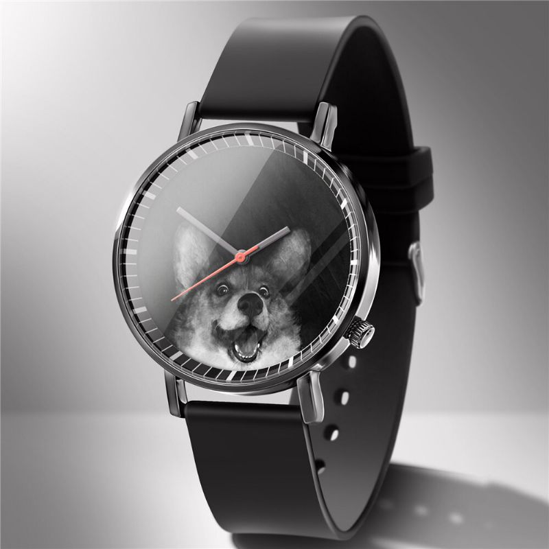 Mode Quartz Watch Animal Print Herr Business Watch Söt Svart-vit Hundar Katter Mönster Dam Quartz Watch