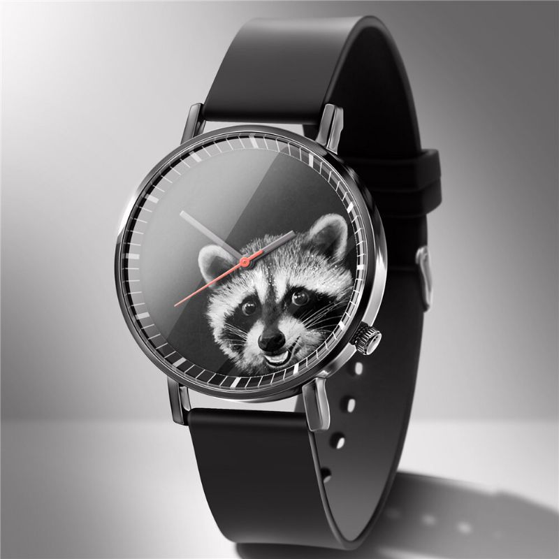 Mode Quartz Watch Animal Print Herr Business Watch Söt Svart-vit Hundar Katter Mönster Dam Quartz Watch