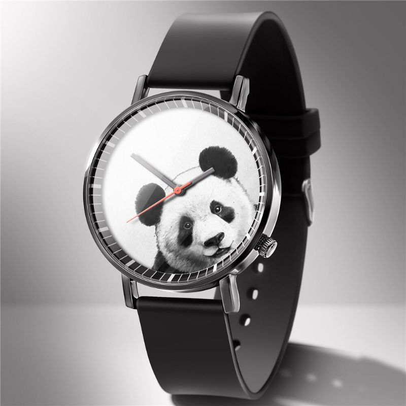 Mode Quartz Watch Animal Print Herr Business Watch Söt Svart-vit Hundar Katter Mönster Dam Quartz Watch