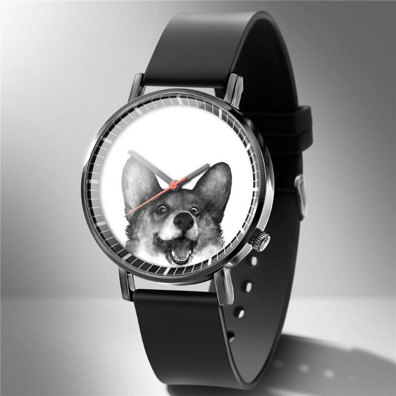 Mode Quartz Watch Animal Print Herr Business Watch Söt Svart-vit Hundar Katter Mönster Dam Quartz Watch