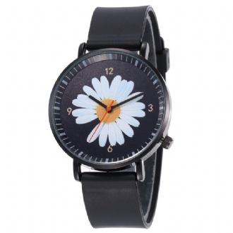 Mode Söta Damklockor Stor Trehandsurtavla Svart Tredimensionell Little Daisy Quartz Watch