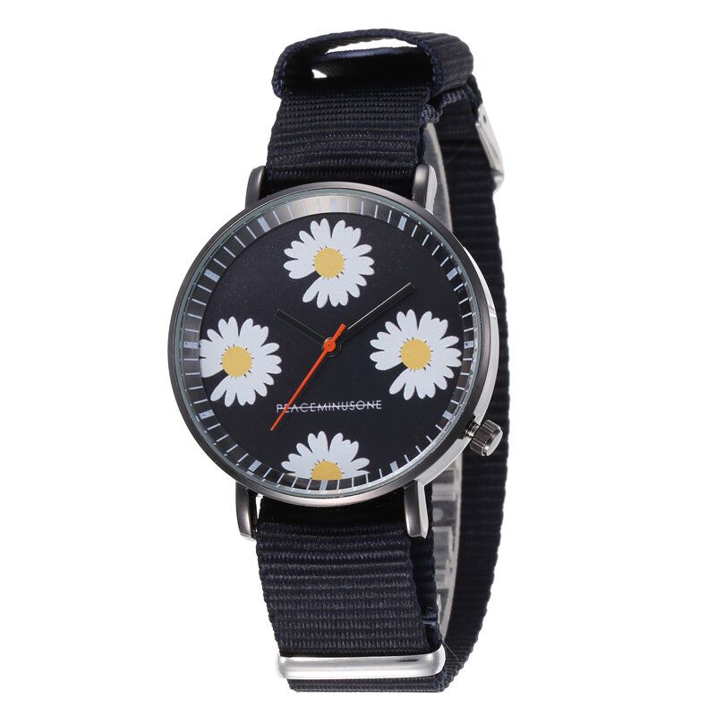 Mode Söta Kvinnor Klockor Läderband Tredimensionell Little Daisy Quartz Watch