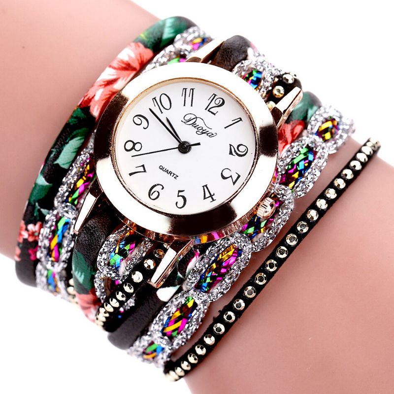 Retro Style Dam Armband Watch Rhinestone Quartz Watch