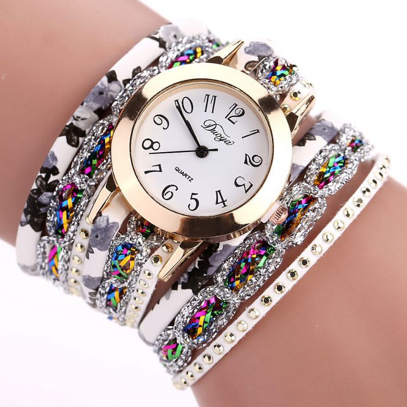 Retro Style Dam Armband Watch Rhinestone Quartz Watch