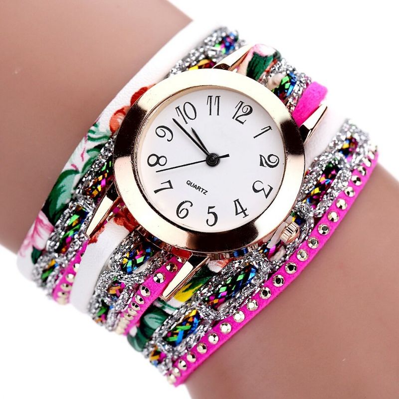 Retro Style Dam Armband Watch Rhinestone Quartz Watch