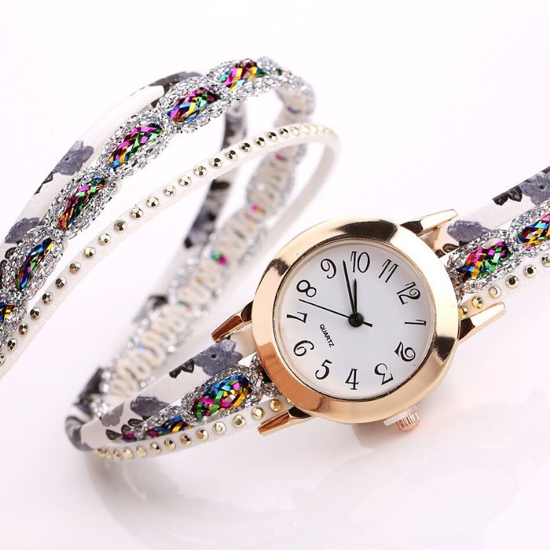 Retro Style Dam Armband Watch Rhinestone Quartz Watch