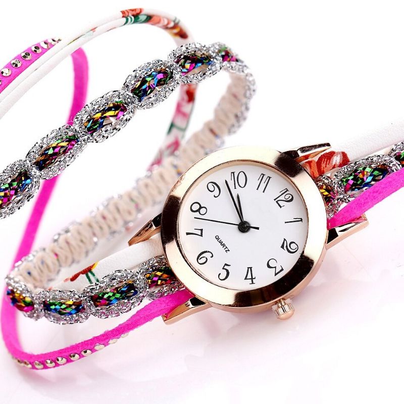 Retro Style Dam Armband Watch Rhinestone Quartz Watch