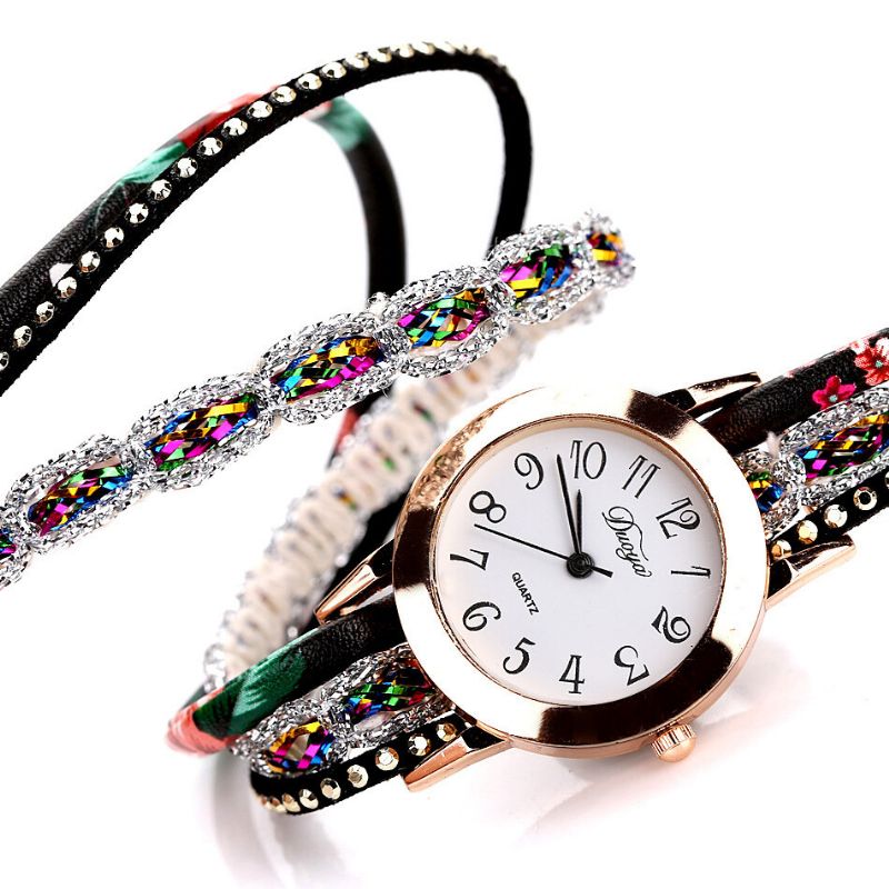 Retro Style Dam Armband Watch Rhinestone Quartz Watch