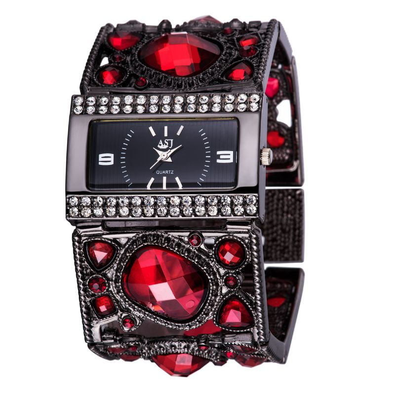 Rretro Fashion Crystal Diamond Suqart Damklänning Damklocka Quartz Watch