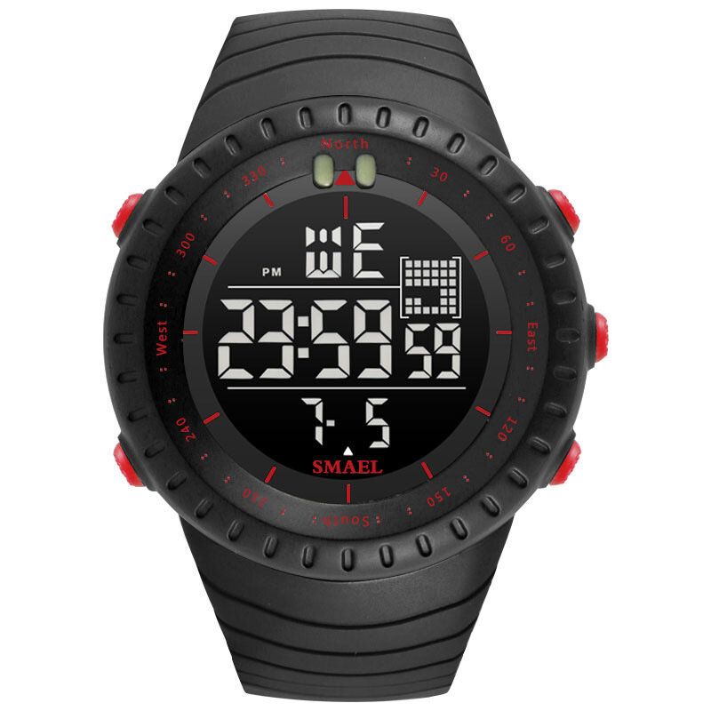 Smael Outdoor Led Display Digital Watch Multifunktion Silikonband Sport Herrklocka