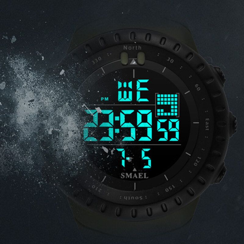 Smael Outdoor Led Display Digital Watch Multifunktion Silikonband Sport Herrklocka