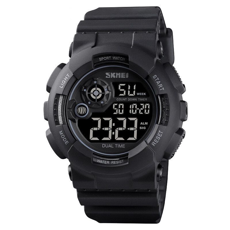 Sport Herrklocka 5atm Vattentät Datum Week Display 12/24 Hour Led Digital Watch