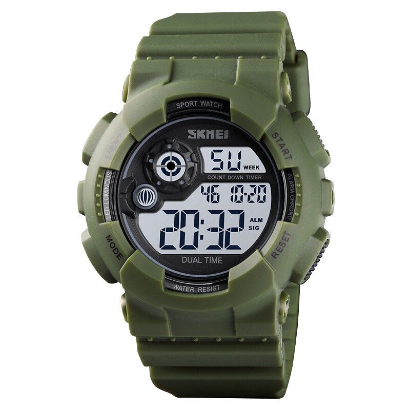 Sport Herrklocka 5atm Vattentät Datum Week Display 12/24 Hour Led Digital Watch