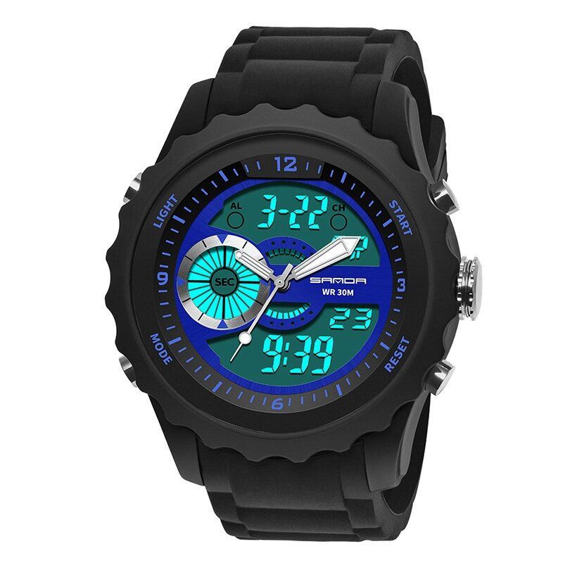 Sport Herrklocka Luminous Date Week Display Dual Time Waterproof Outdoor Digital Watch