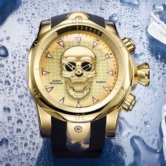 Stor Urtavla Herr Business Watch Ghost Head Skull Urtavla Silikonband Vattentät Quartz Watch