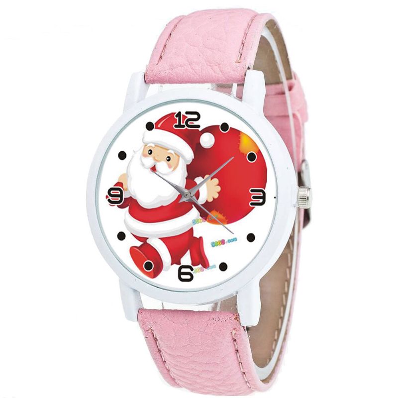 Tecknad Jultomte Och Presentmönster Söt Kid Watch Mode Barn Quartz Watch