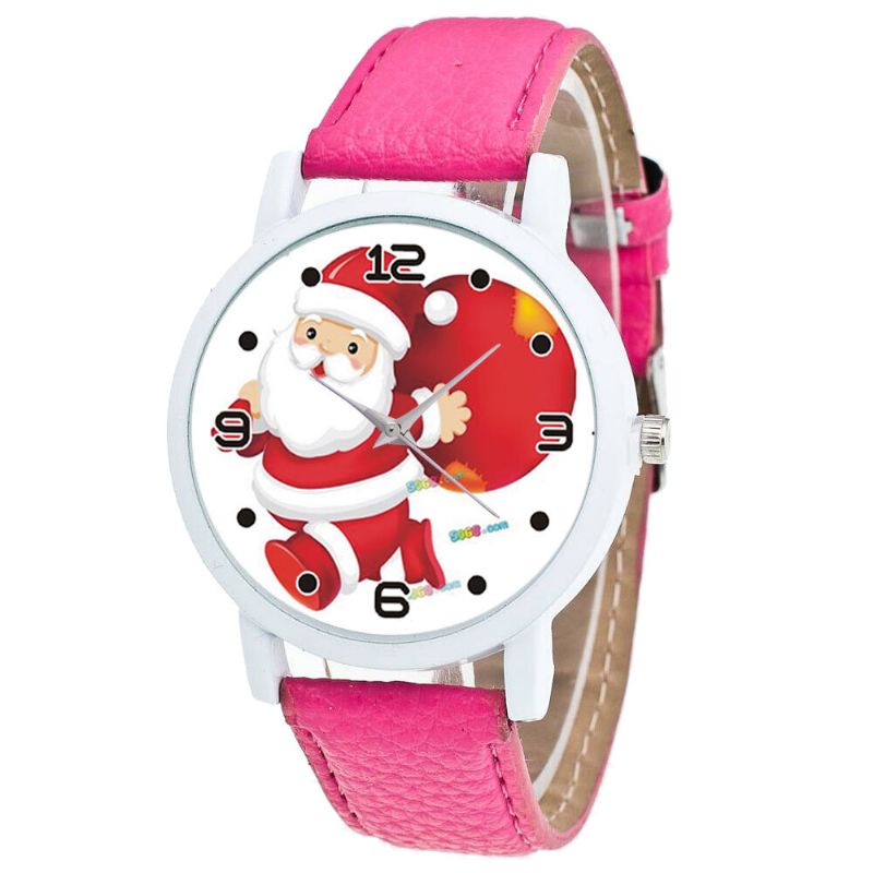 Tecknad Jultomte Och Presentmönster Söt Kid Watch Mode Barn Quartz Watch