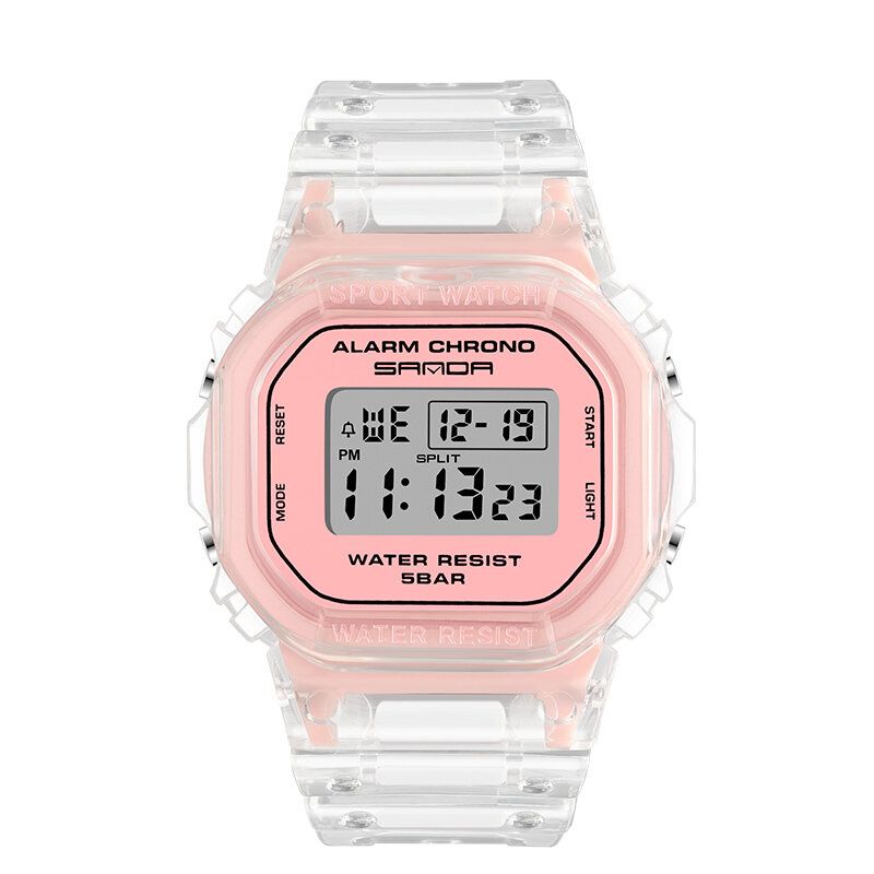 Transparent Rem Fresh Color Fashion Luminous Display Stoppur Coupole Digital Watch