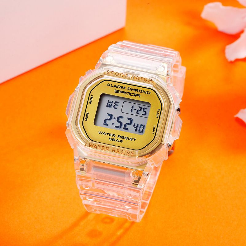 Transparent Rem Fresh Color Fashion Luminous Display Stoppur Coupole Digital Watch