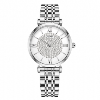 Trendiga Eleganta Damklockor Hellegerade Romerska Siffror Rhinestones Mount Dial Quartz-klockor