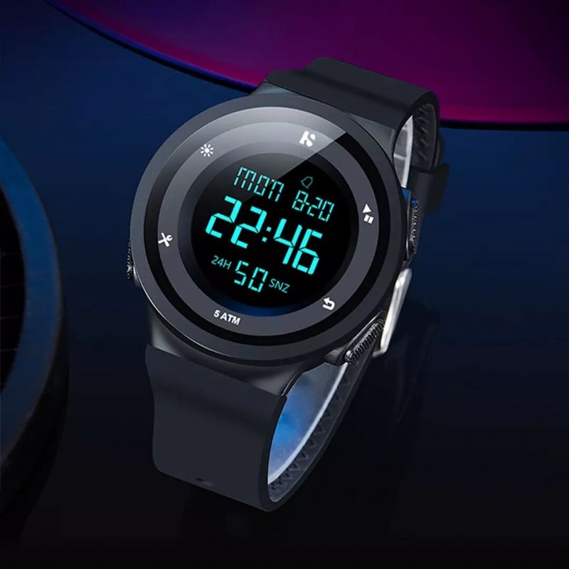 Twentyseventeen Qingpai Multifunction 12/24 Hour Datum Vecka Lysande Display Väckarklocka Stoppur 5atm Vattentät Män Digital Watch Från Xiaomi Youpin