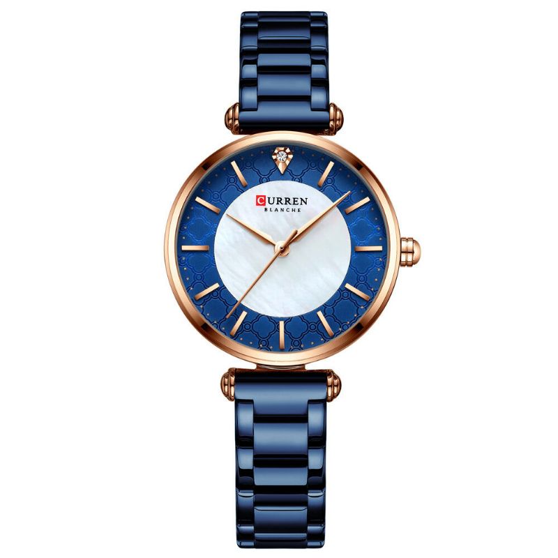 Vattentät Casual Style Damarmbandsur Rostfritt Stål Band Quartz Watches