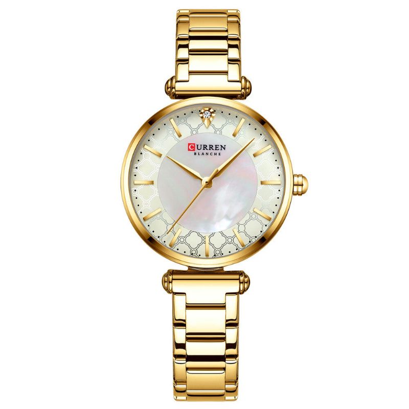 Vattentät Casual Style Damarmbandsur Rostfritt Stål Band Quartz Watches