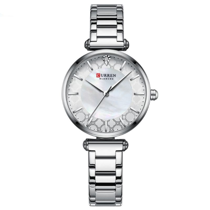 Vattentät Casual Style Damarmbandsur Rostfritt Stål Band Quartz Watches