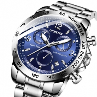 Vattentät Casual Style Herrarmbandsur Full Steel Chronograph Quartz Watch