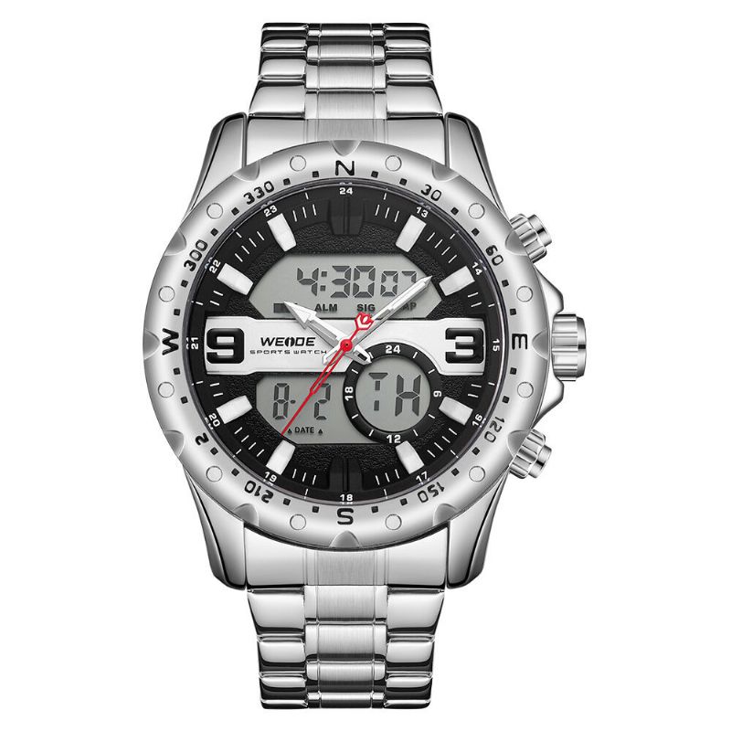 Weide Wh8502 Business Style Dual Display Watch Lcd Digital Chronograph 3atm Vattentät Herrklocka