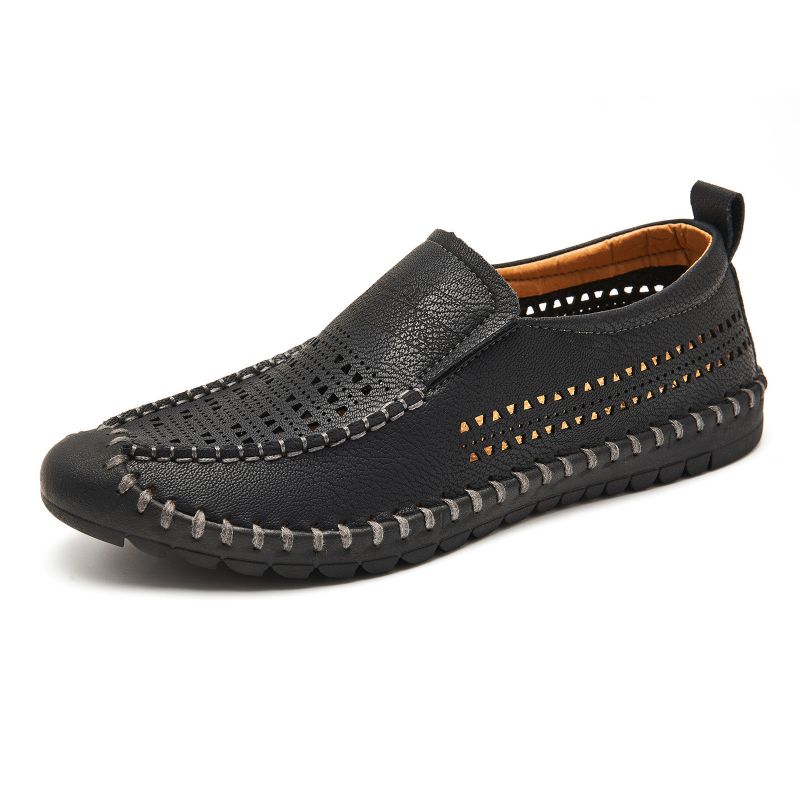 Andningsbara Ihåliga Halkfria Utomhus Slip-on Handsydda Loafers För Män