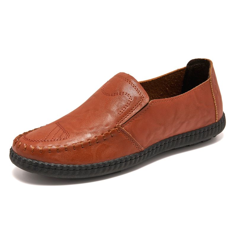 Bekväma Handsydda Mäns Mjuka Sula Slip-on Casual Flat Loafers