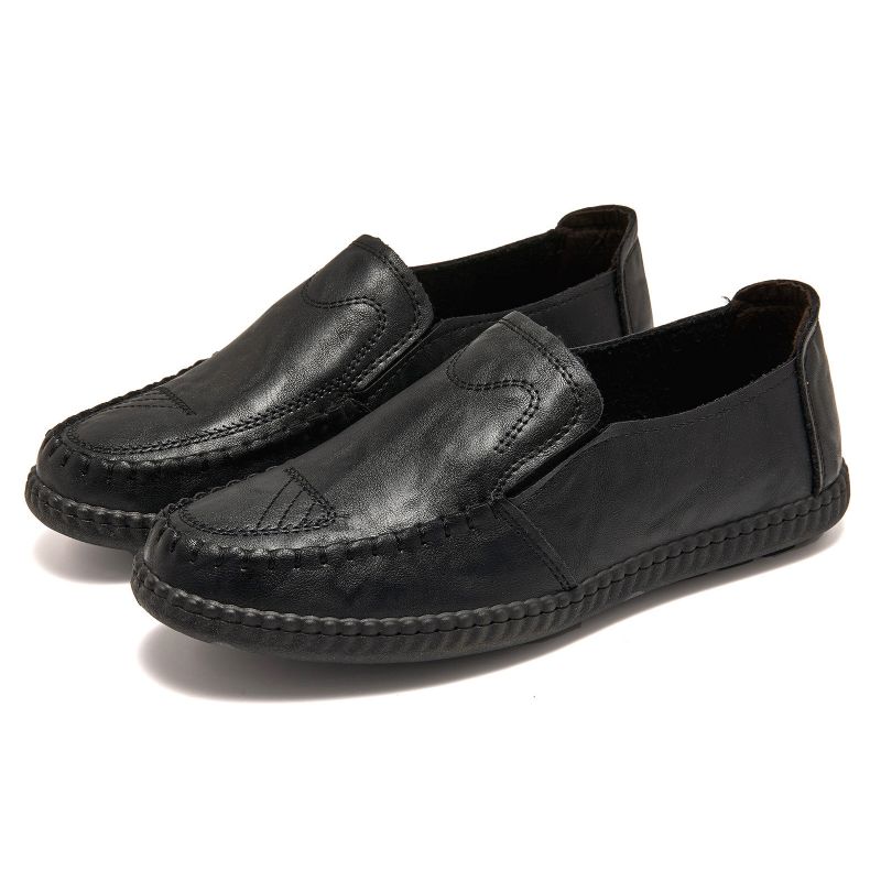 Bekväma Handsydda Mäns Mjuka Sula Slip-on Casual Flat Loafers