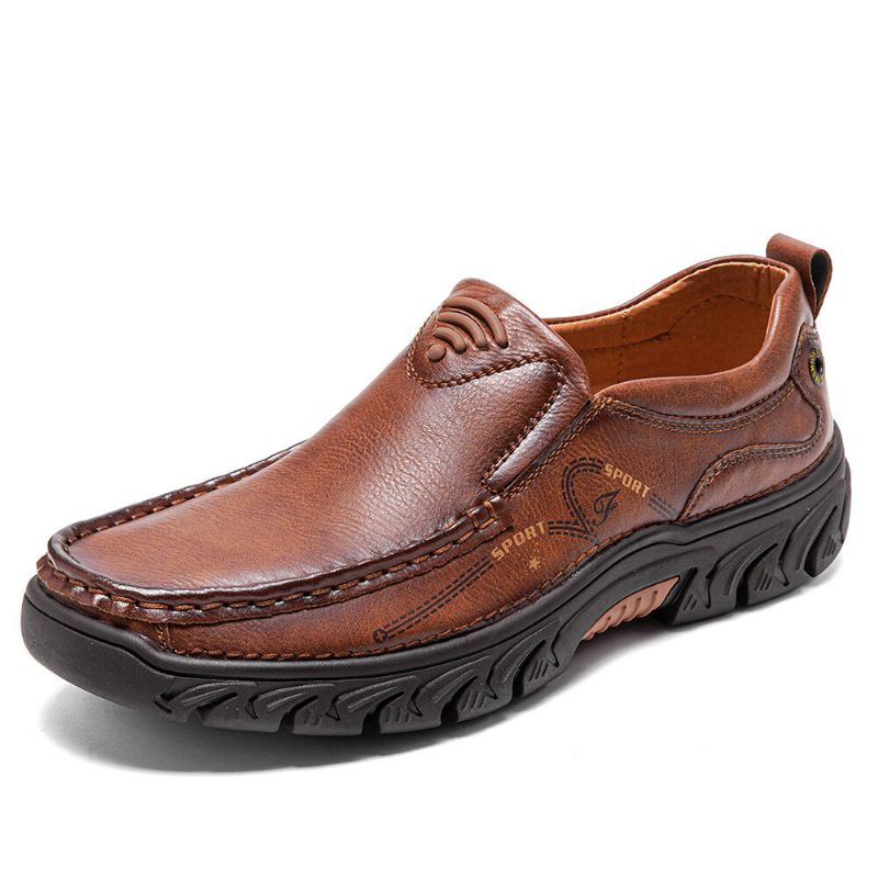 Halkfria Män Mjuka Slip-on Casual Business-läderskor