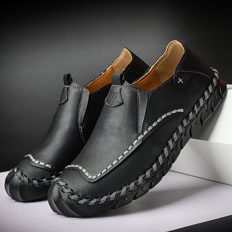 Halkfria Utomhusloafers För Män Slip-on Handsydda Loafers